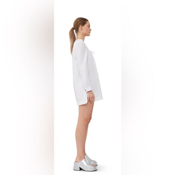 NWT GANNI COTTON POPLIN SQUARE-NECK MINI DRESS - Picture 6 of 10